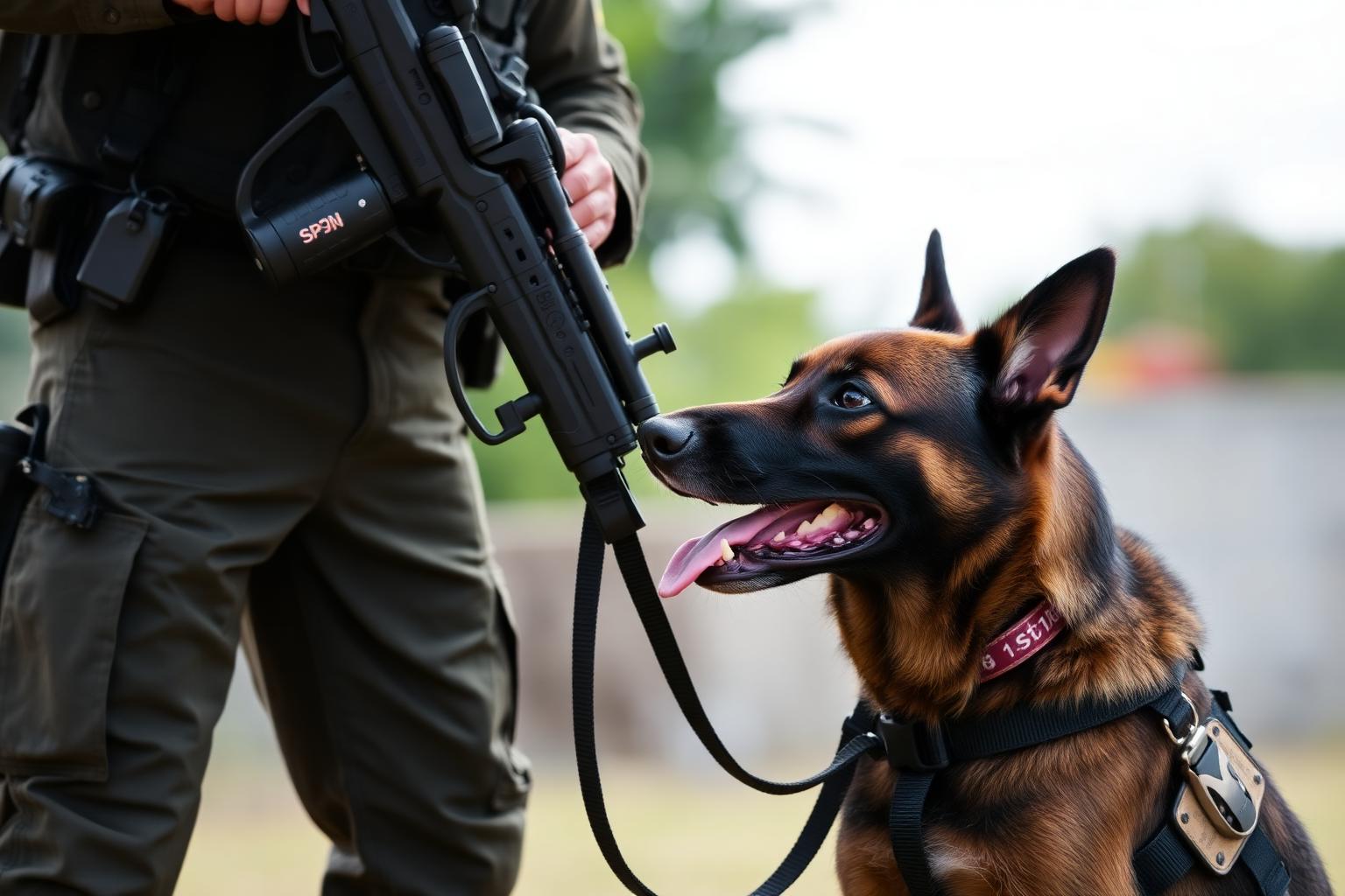 Pastor Belga Malinois trabajando con la fuerza pública colombiana